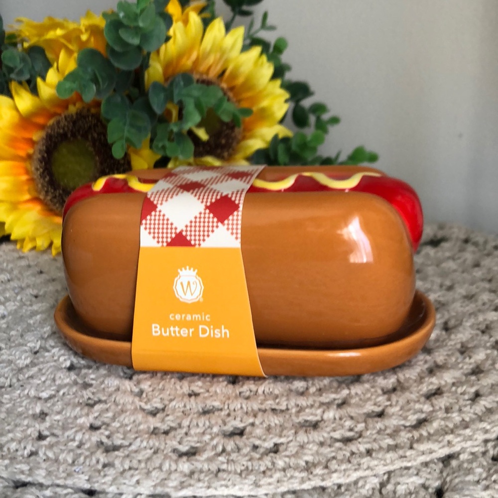 Ceramic HOTDOG Butter Dish - Picture 2 of 9